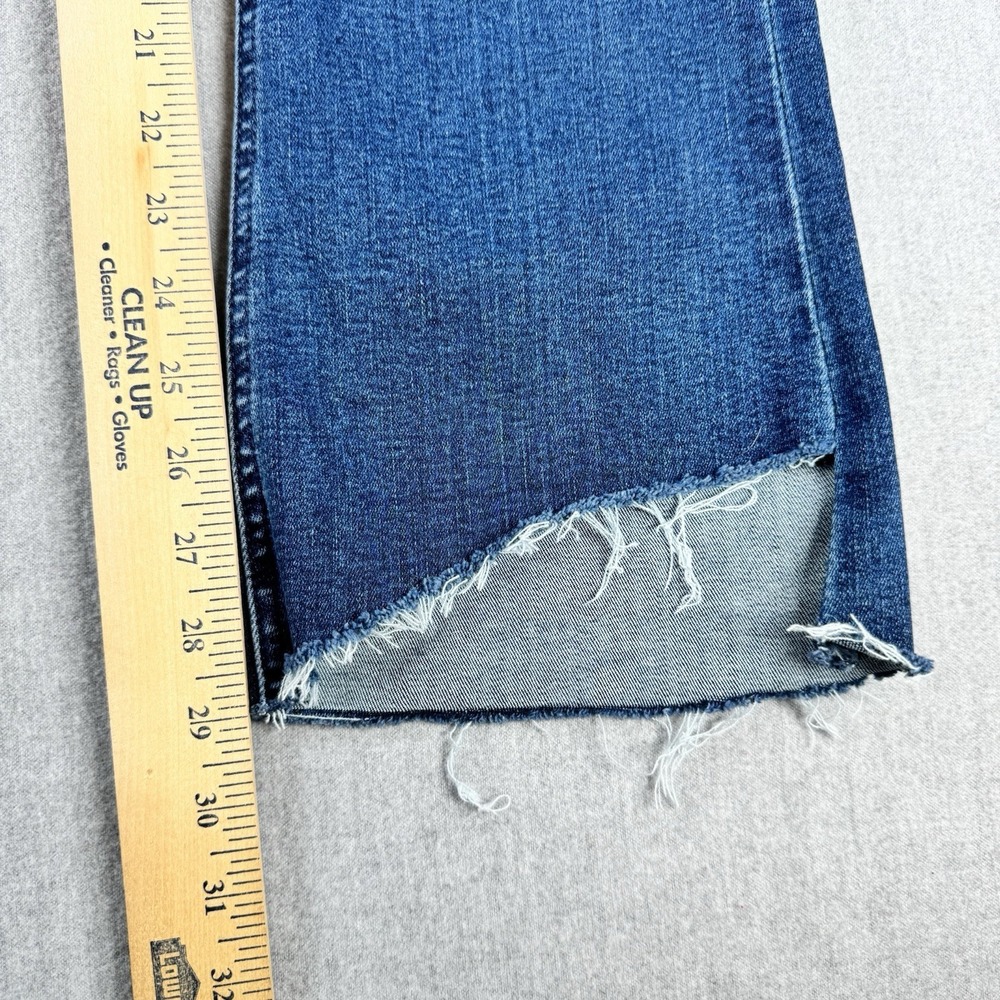 MOTHER Runaway Step Fray Jeans Women 32 Blue Flare Raw Hem Denim Boho - Picture 6 of 14